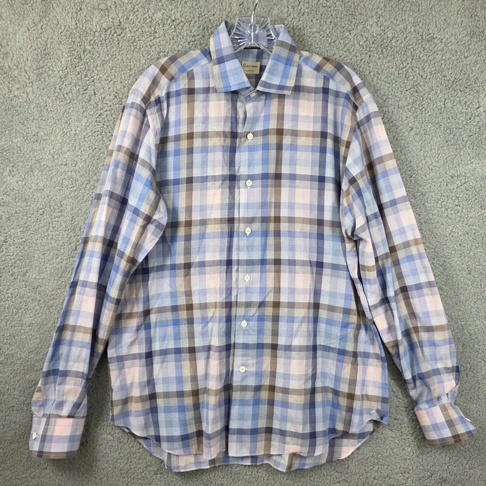 CULTURATA Tailored Fit Button Down Multi Color Check Shirt Men's Size L